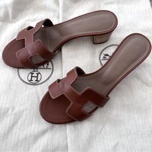 HERMÈS Oasis Sandals Brown Leather 36.5
